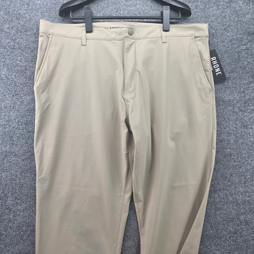 Rhone Commuter Classic Pants Mens 38x33 Khaki Tan Flex-Knit Stretch Chino New